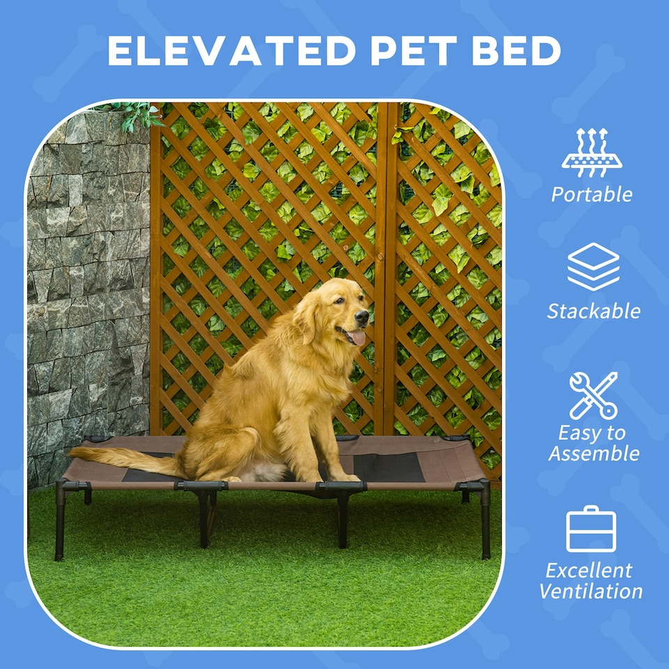 image 1 of PawHut Elevated Dog Bed Cooling Raised Pet Cot for Indoor Outdoor Use, XX Large