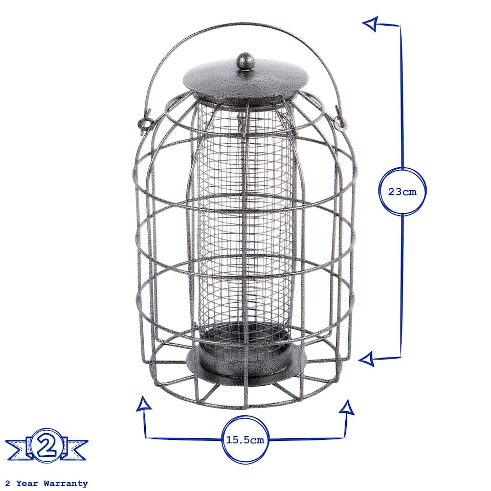 image 1 of Redwood Squirrel-Proof Metal Nut Bird Feeder - Grey