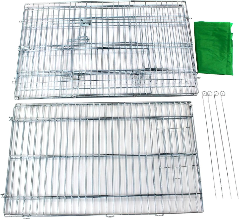 image 1 of Actiaspet - Metal Run for Rabbit/Guinea Pig/Chicken/Duck/Ferret/Dog/Cat Pet Enclosure with Roof Sunshade (Grey, XLarge)