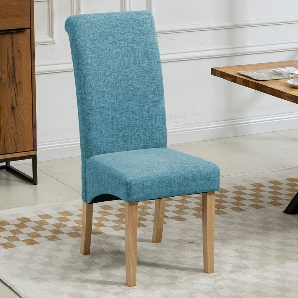 image 1 of Rimini Fabric Dining Chairs - Set of 2 - Teal