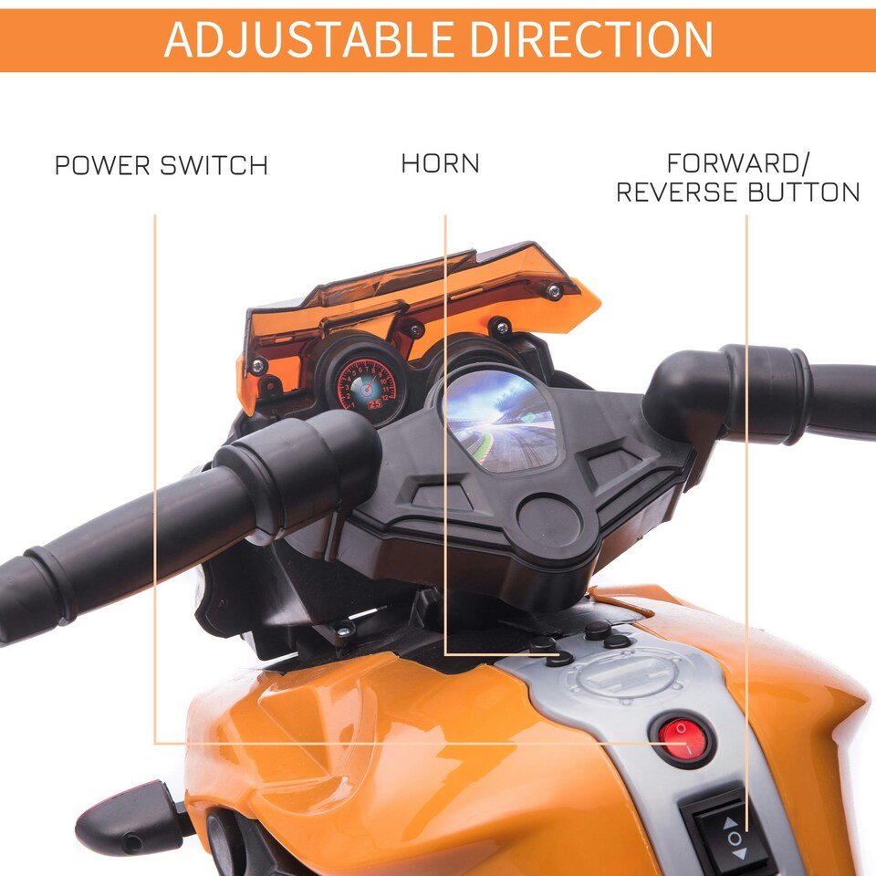 image 1 of HOMCOM Kids 6V Electric Motorcycle Ride-On Toy Battery 18 - 48 months Orange