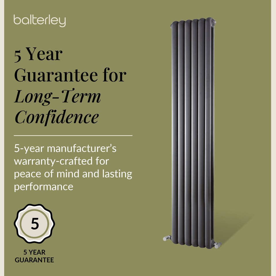 image 1 of Aspire Vertical Double Panel Radiator, 1800mm x 383mm - Anthracite | Grey | Anthracite | 1