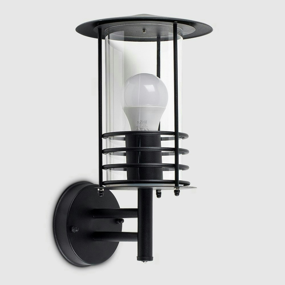 image 1 of ValueLights Dorset Matte Black Wall Light and LED Bulb Black