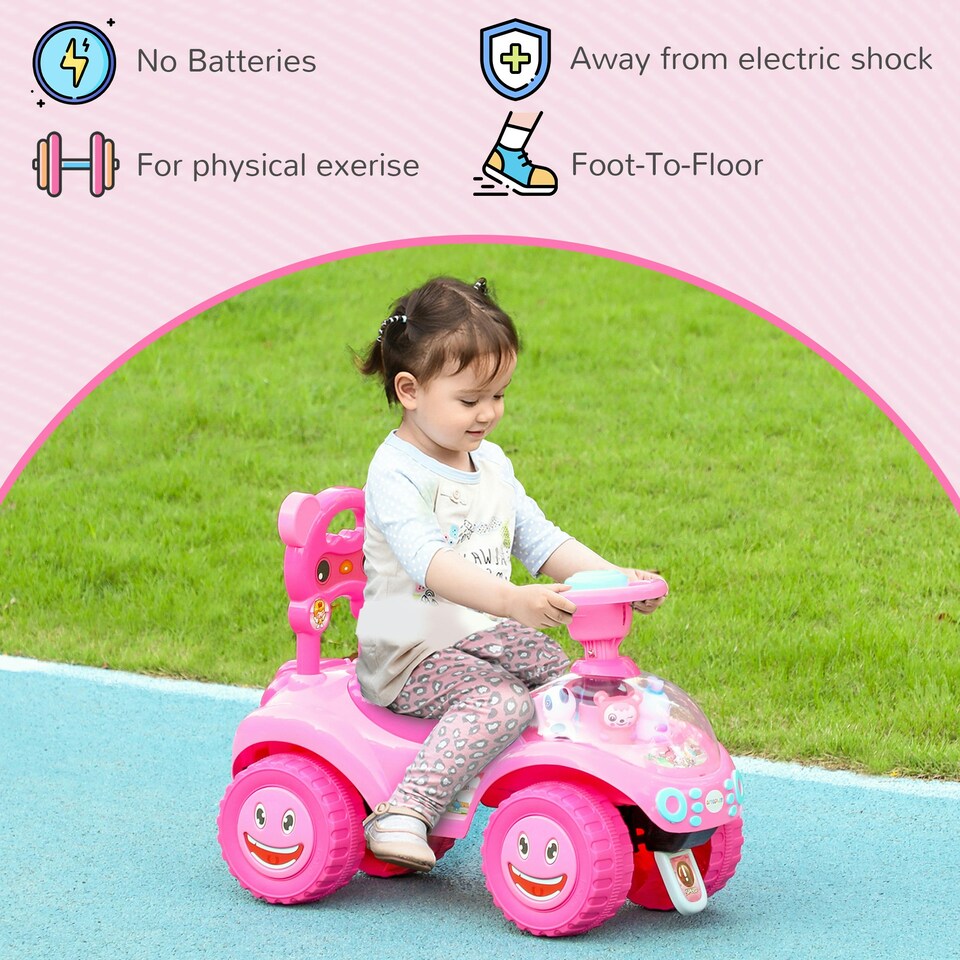 image 1 of AIYAPLAY Ride on Toy, Foot to Floor Design with Music, Light, Horn, Pink