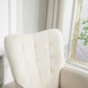image 6 of HOMCOM Upholstered Tufted Wingback Armchair with Seat Padding, Cream White