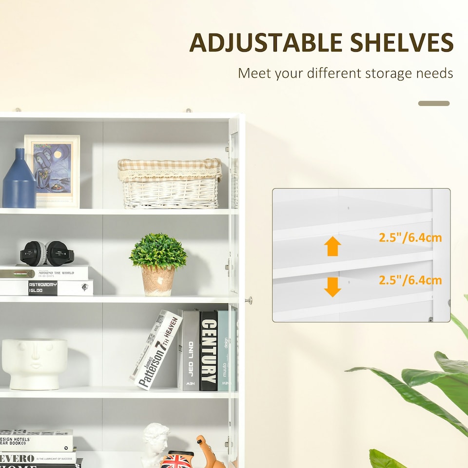 image 1 of HOMCOM Modern Bookcase Display Storage Cabinet w/ Doors Shelves
