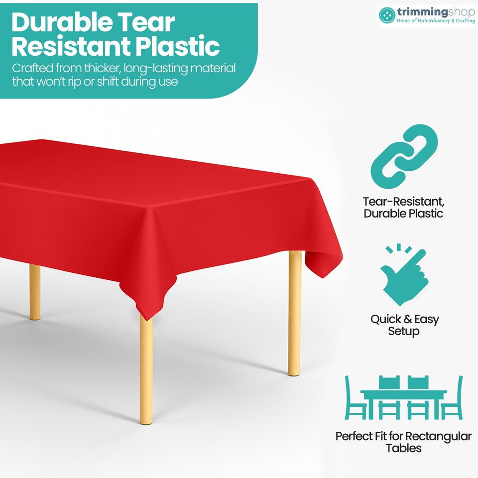 image 1 of Disposable Plastic Table Cover, Table Liner - 54" x 108"