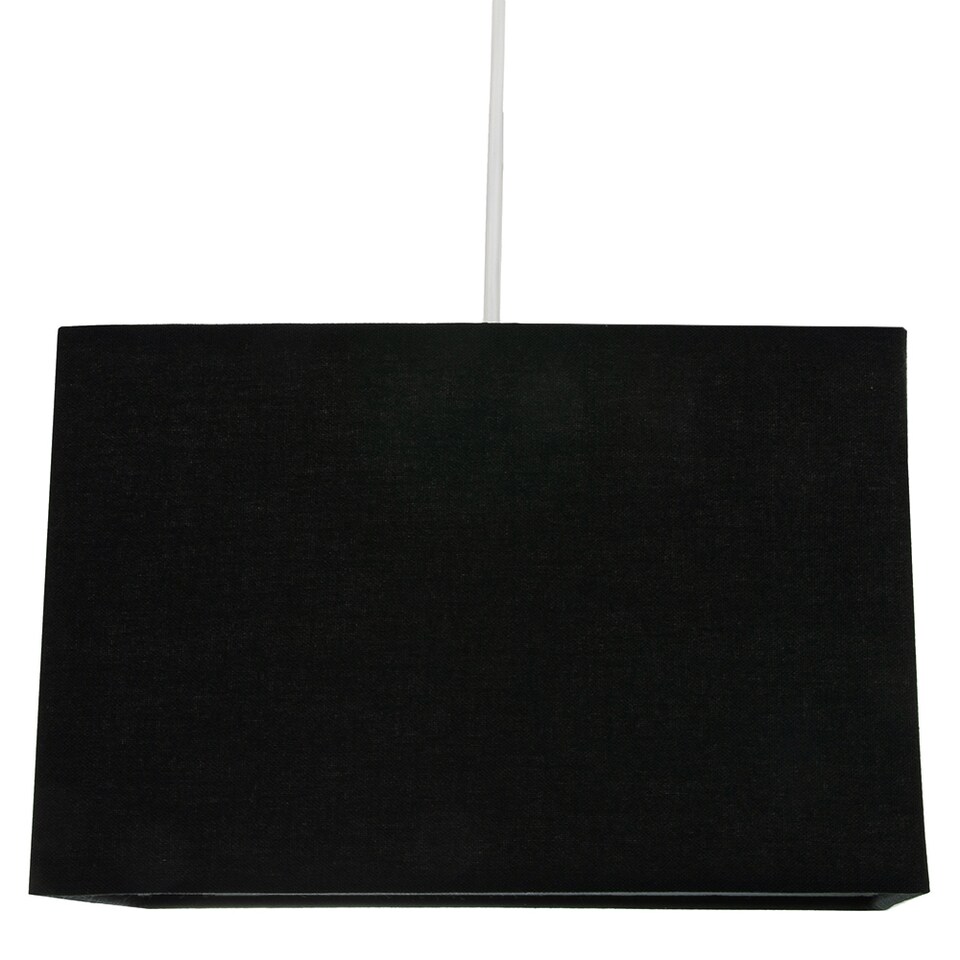 image 1 of Contemporary and Stylish Jet Black Linen Fabric Rectangular Lamp Shade | Black