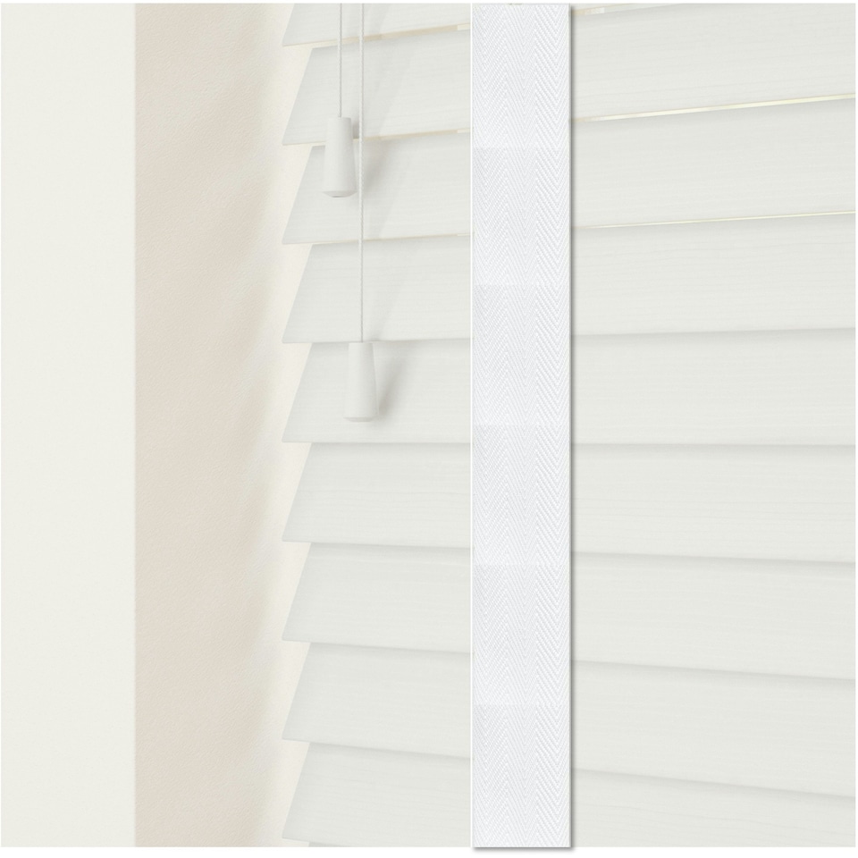 image 1 of 110cm Serene Faux Wood Venetian Blinds with Tapes (120cm Drop) White | White