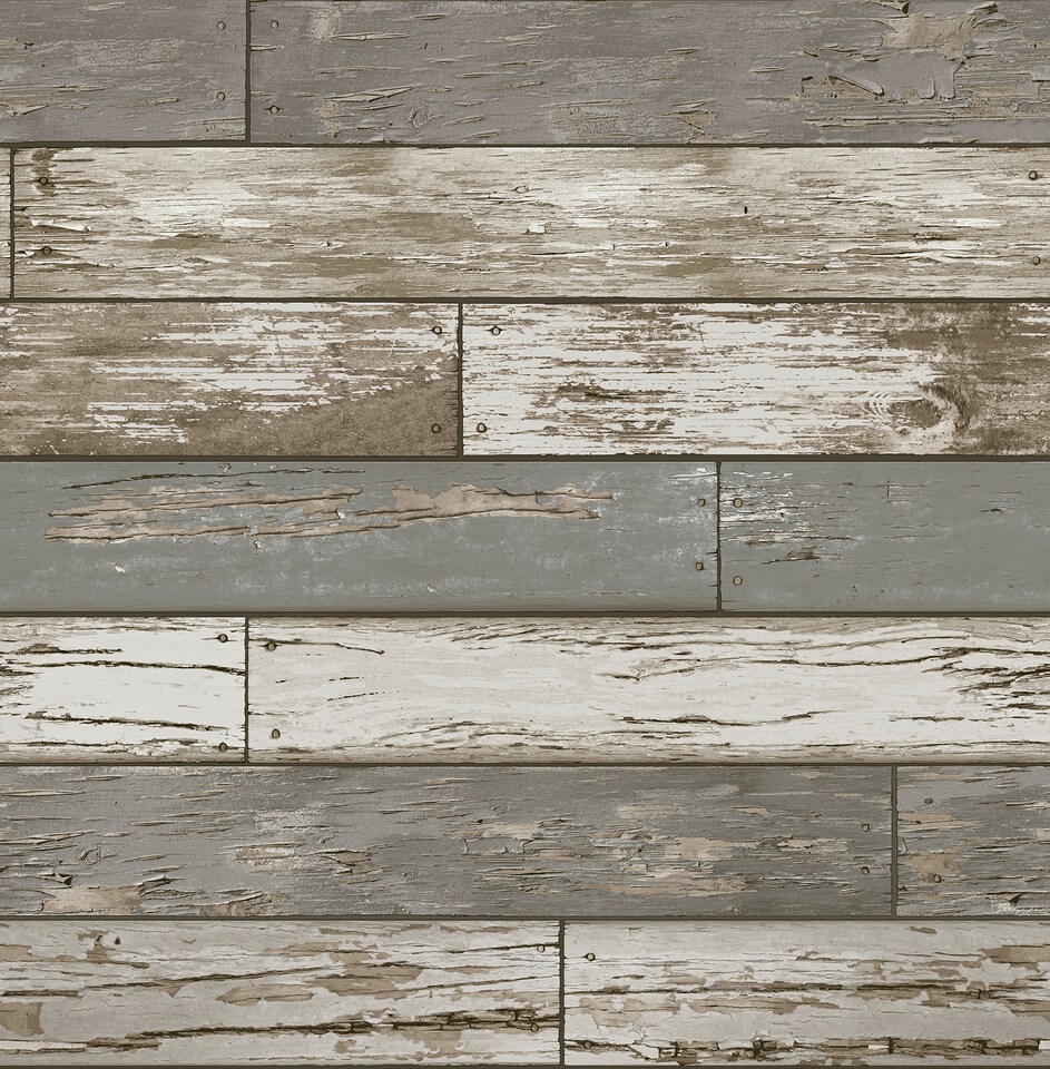 image 1 of NuWallpaper NU3669 Scrap Wood Peel & Stick Wallpaper, Beige | Grey | Neutral | 2.86m² | 1