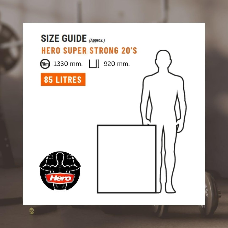 image 1 of Hero 85L Heavy Duty Bin Bag Liners – Pack of 20 Extra Large Black Refuse Sacks | Strong Leak Resistant & Tear Resistant Bin Bags