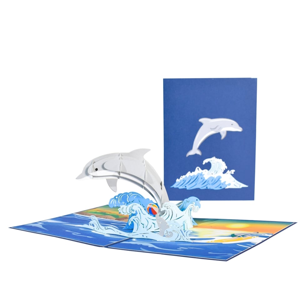 image 1 of Dolphin Ocean Leap 3D Pop-Up Greeting Card