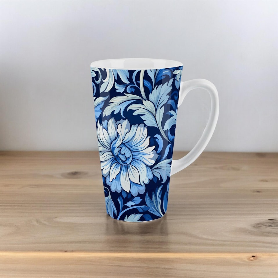 image 1 of Greek Floral Large Latte Mugs - Set of 2