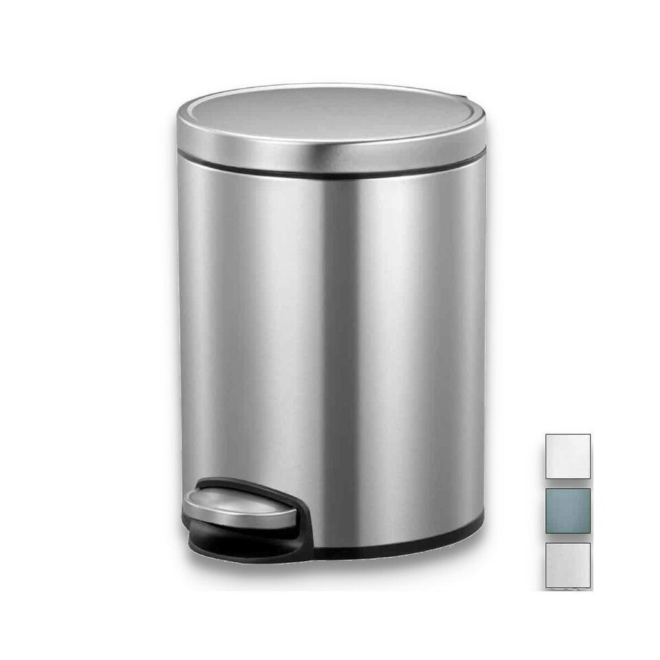 image 1 of EKO Eva Pedal Bathroom Bin 5 Litres, Rubbish Bin with Soft Close Lid, Removable Inner Bucket, Perfect for Bathroom, Bedroom & Home, White