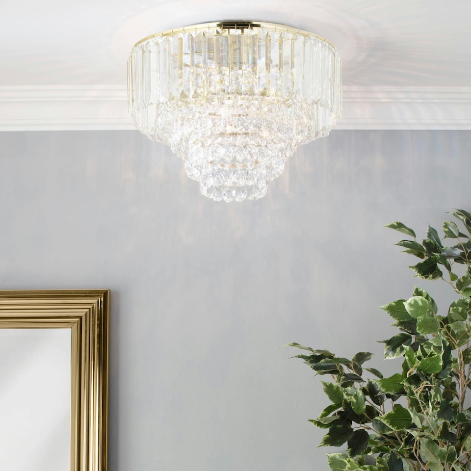 image 1 of BHS Paladina 3 Light Flush Ceiling Light | Gold | Satin Brass | 1