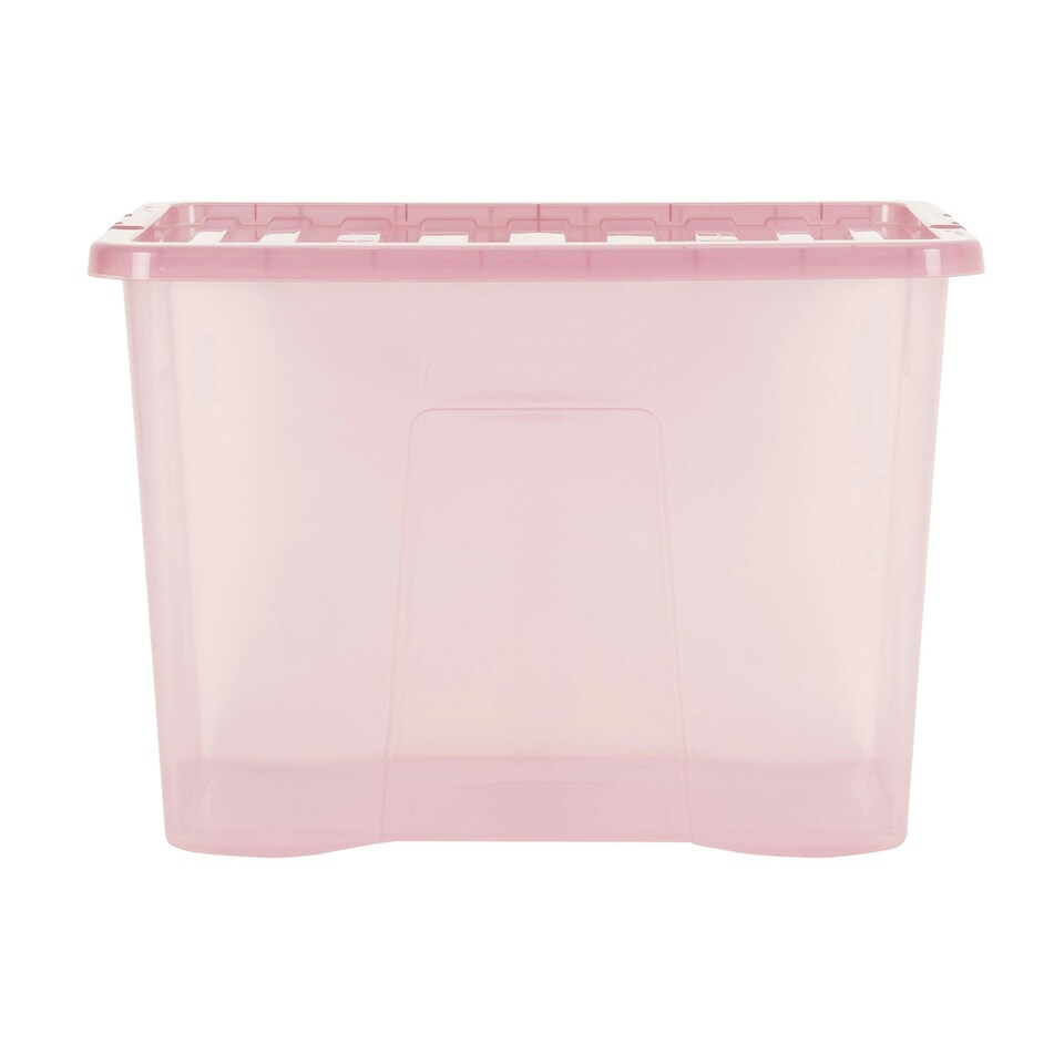 image 1 of Wham Crystal 5 x 80L Stackable Plastic Storage Boxes with Lids Pink