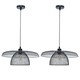 image 1 of First Choice Lighting Set of 2 Cassidy Large Layered Black Mesh Ceiling Pendant Lights Black