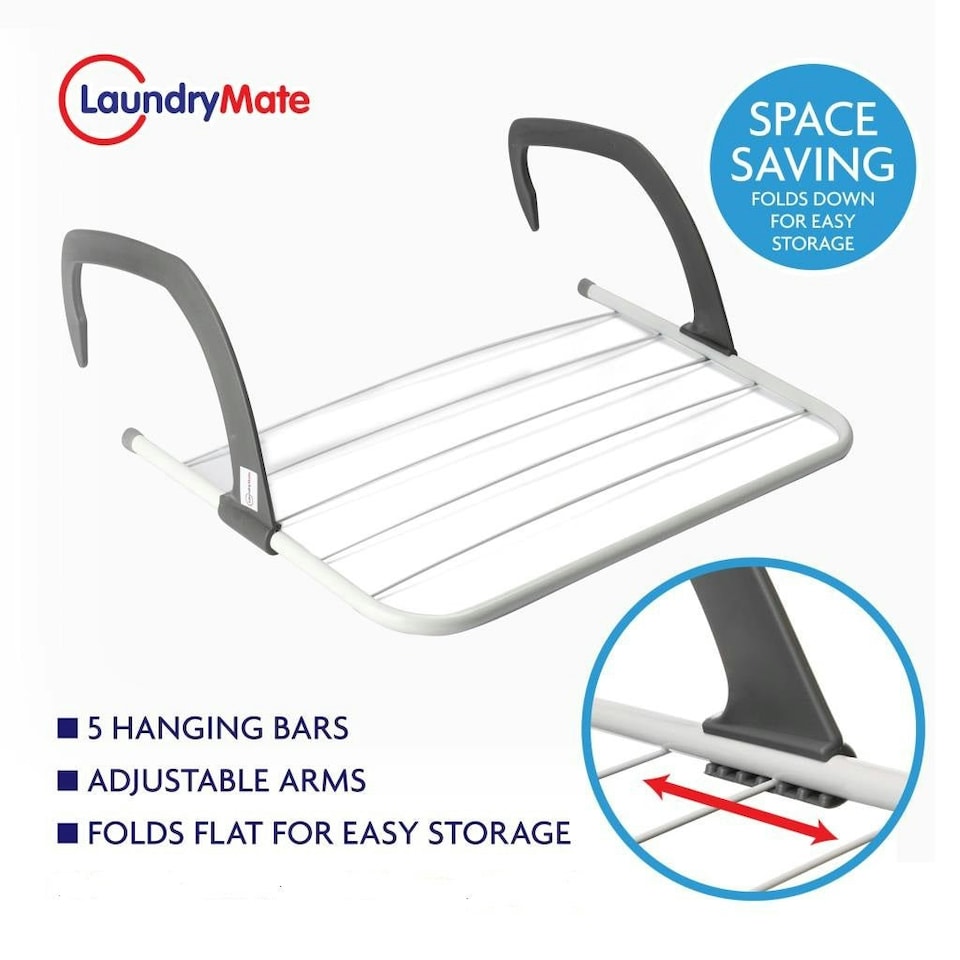 image 1 of Over Radiator Airer Clothes Washing Drying Indoor Rack Adjustable Rail Dryer