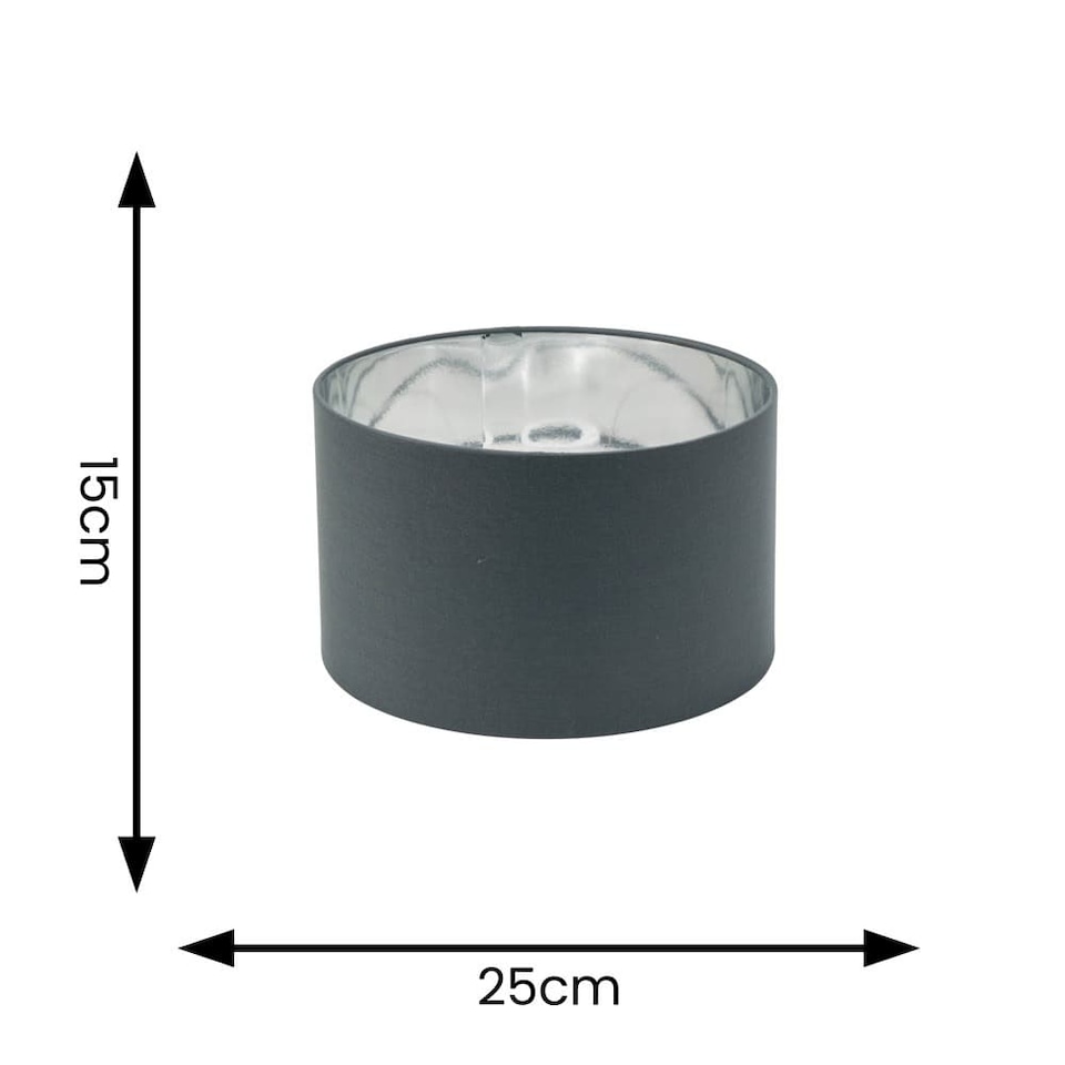 image 1 of ValueLights Reni Small Charcoal Fabric Chrome Inner Lamp Shade & Bulb | Grey