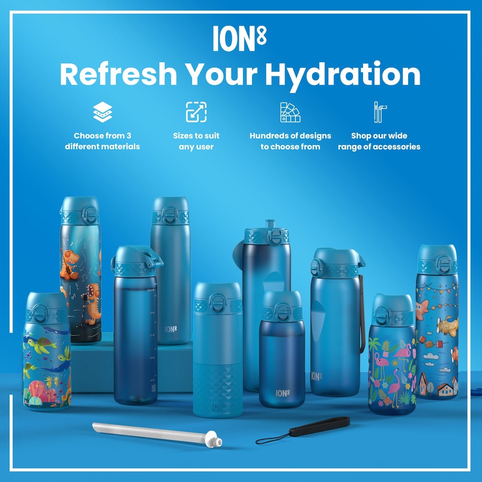 image 1 of Leak Proof Slim Water Bottle, Vacuum Insulated, 500ml (17oz) | Blue | Airplanes | One Size