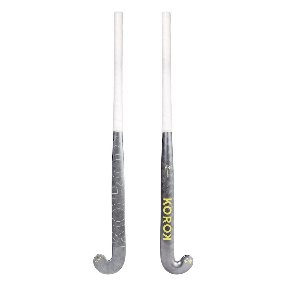 image 1 of Decathlon Adult Advanced 95% Carbon Low Bow Field Hockey Stick FH995 - Grey/Yellow