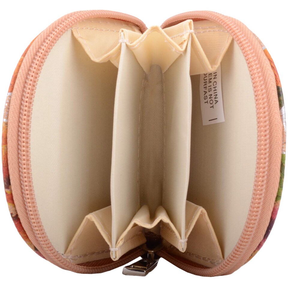 image 1 of Lorenz Womens Horse Shoe Semi Circle Cork Coin / Money Purse / Holder Floral Design | Brown | Metallic Flowers