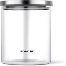 Borosil Classic Jar with Steel Lid, Clear, 1.2 Litre