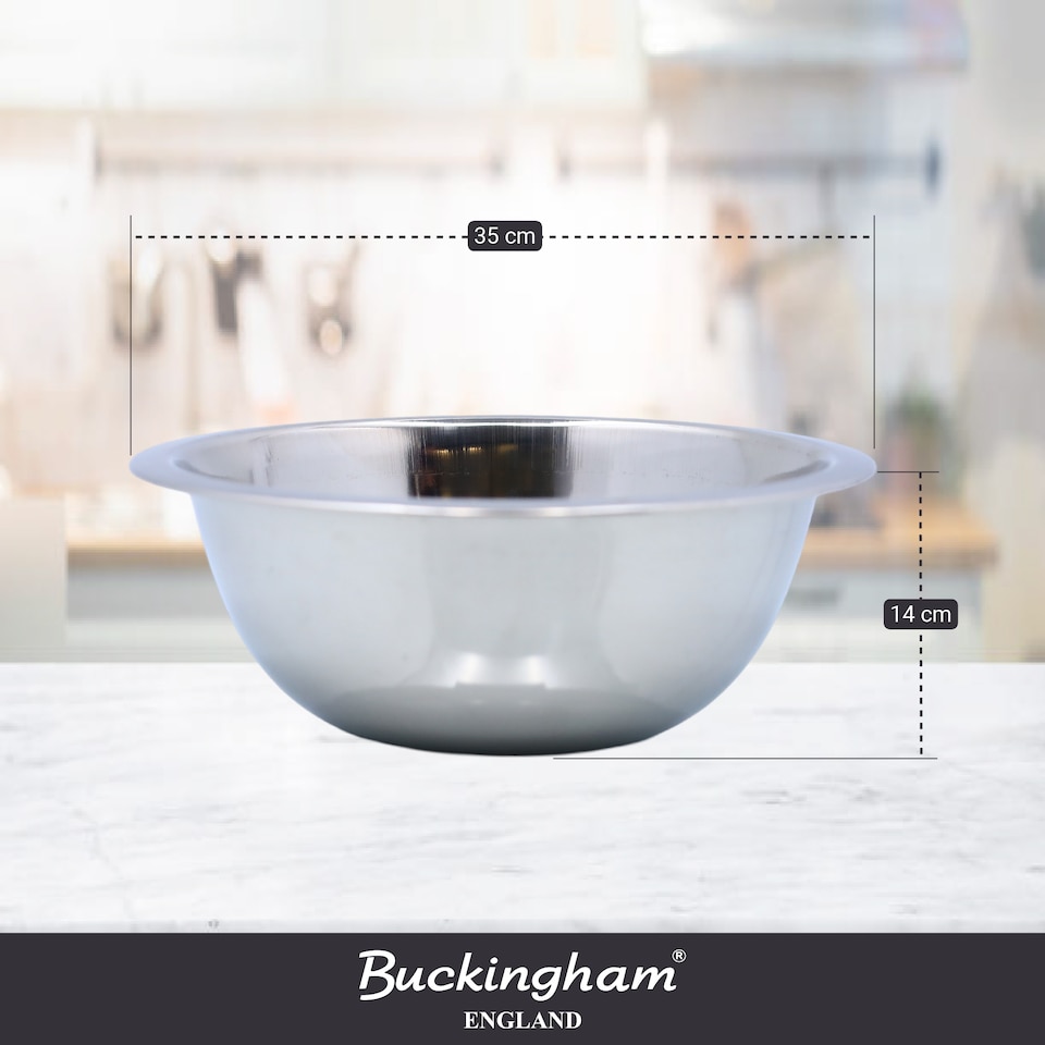 image 1 of Buckingham Premium Stainless Steel Deep Salad Mixing Bowl 34 cm , 7.5 Litre