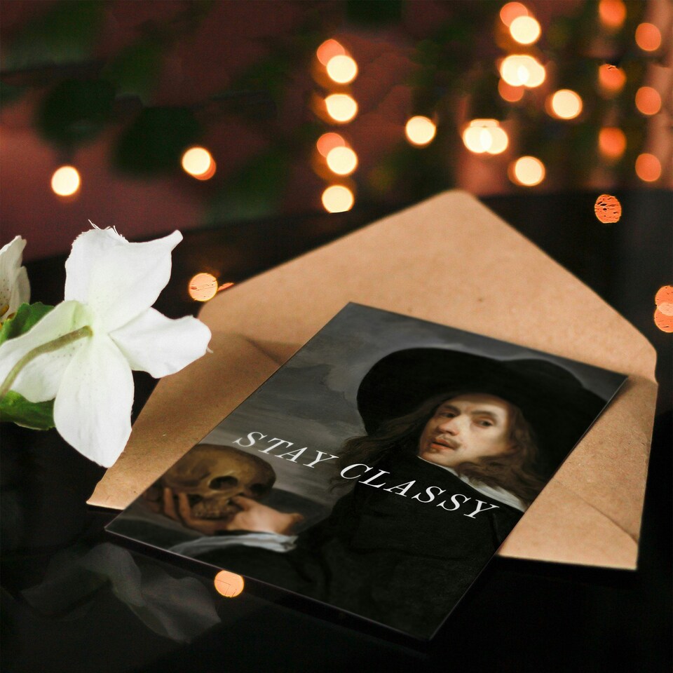 image 1 of Birthday Card Stay Classy Finger In Skull Nose Immature Funny