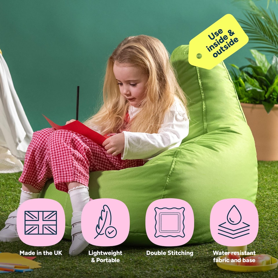 image 1 of Icon Kids Dalton High Back Indoor Outdoor Bean Bag, Lime