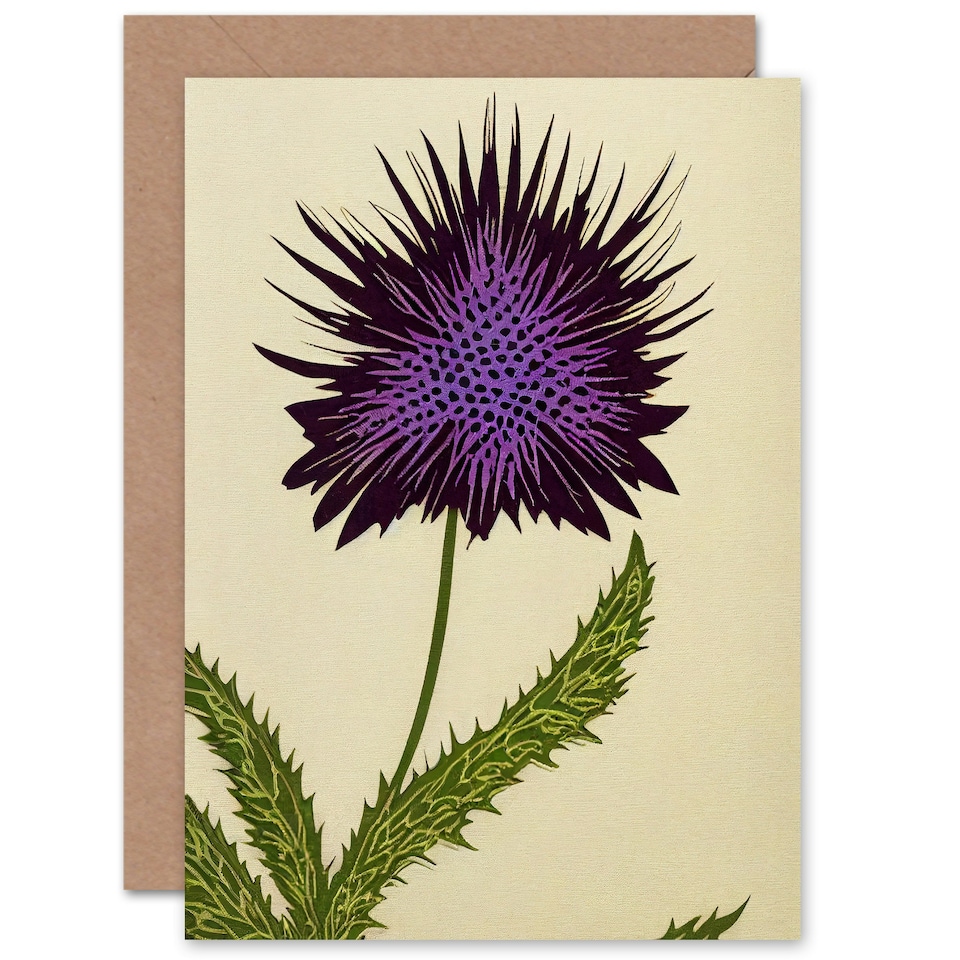 image 1 of Scottish Thistle Flower Birthday Card