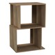 image 1 of URBNLIVING 2 Tier Offset Bookcase Storage Shelving Unit | Brown | Oak | 40cm Width | 1