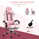 image 6 of Vinsetto Ergonomic Gaming Chair, PU Leather Reclining Computer Chair with Footrest and Lumbar Support, Headrest and Adjustable Height for Adults, Pink