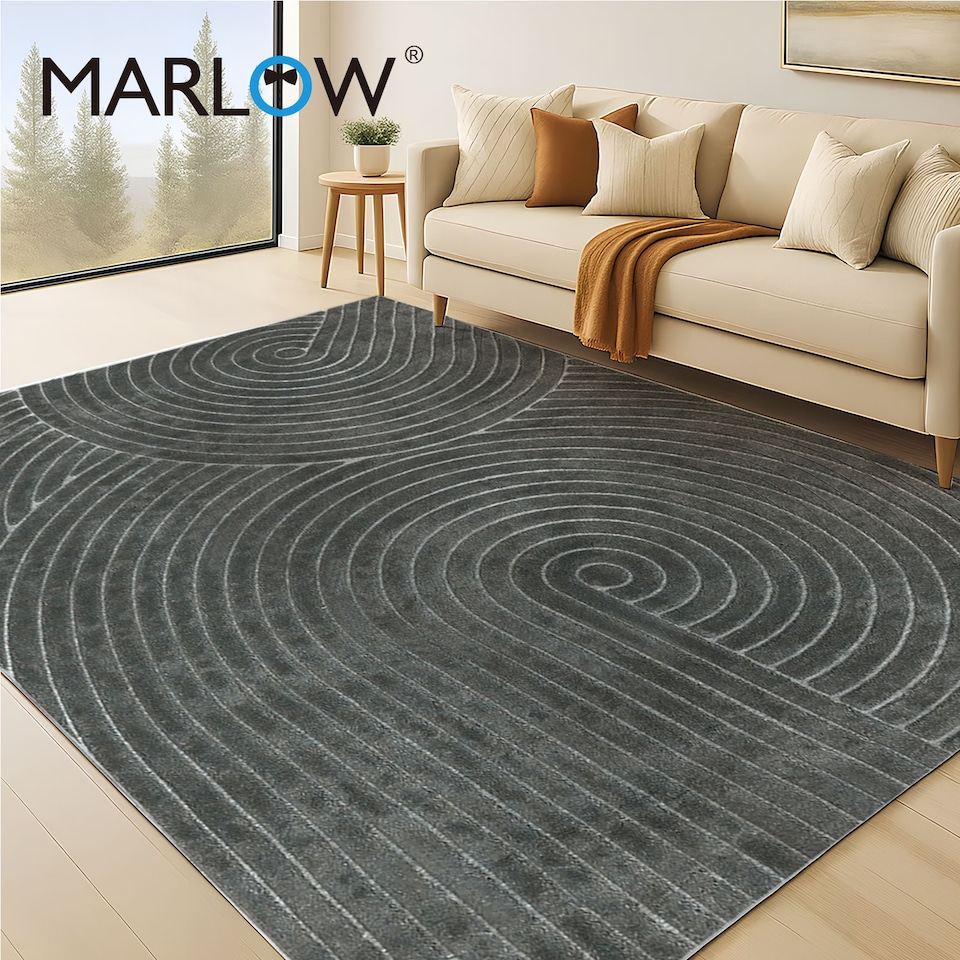 image 1 of Marlow Extra Large Area Rug 160x230cm Washable Non Slip for Living Room | Grey | Grey
