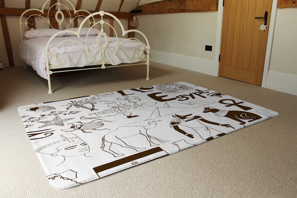 image 1 of Hand Drawn Sketch Egypt Designer Rug | Multi