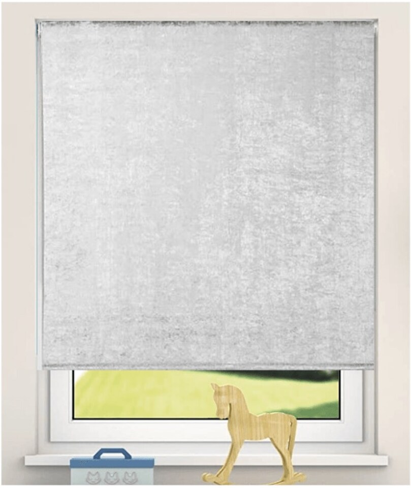 image 1 of 180cm Light Grey Crushed Velvet Roller Blinds | Grey | Grey