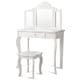 image 1 of COSTWAY Kids Vanity Makeup Table Set Princess Makeup White