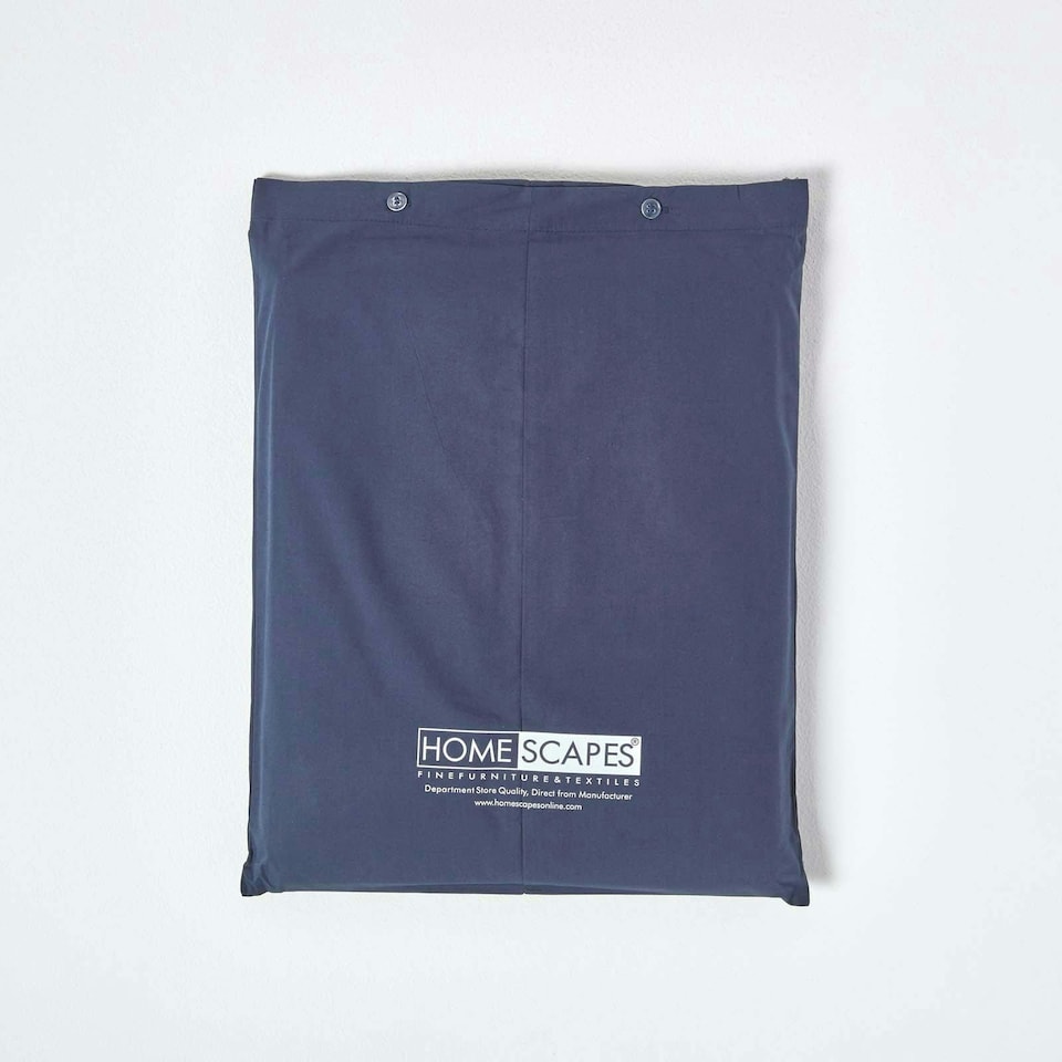 image 1 of Homescapes Navy Blue Egyptian Cotton Fitted Sheet 200 TC, Single | Blue | Single