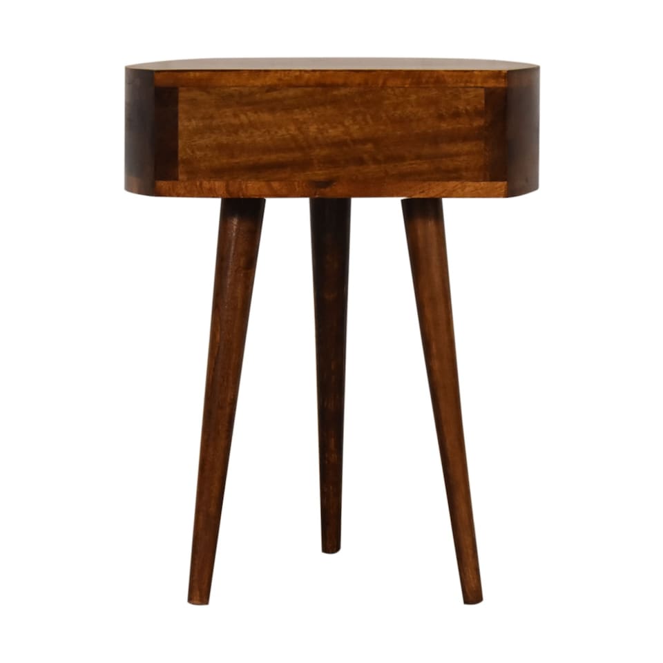 image 1 of Artisan Furniture Solid Wood Chestnut Semi Circle Bedside