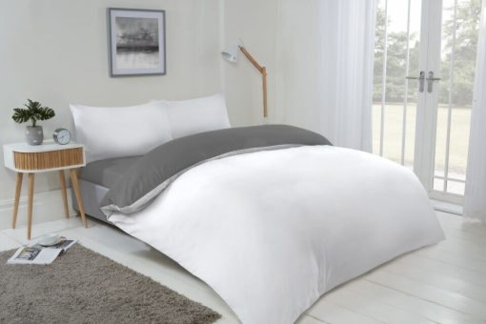 image 1 of Brights Reversible Duvet Double Bed GreyWhite