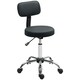 image 1 of HOMCOM Rolling Stool with Backrest, Wheels, Faux Leather Salon Chair Black
