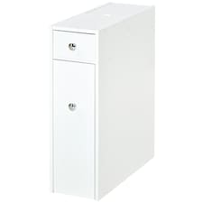 HOMCOM Slim Floor Cabinet Narrow Wooden Storage with Drawers Bathroom White
