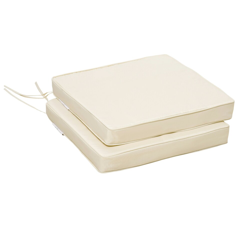 image 1 of Outsunny 45 x 45cm Replacement Garden Seat Cushion Pad with Ties, Cream White 