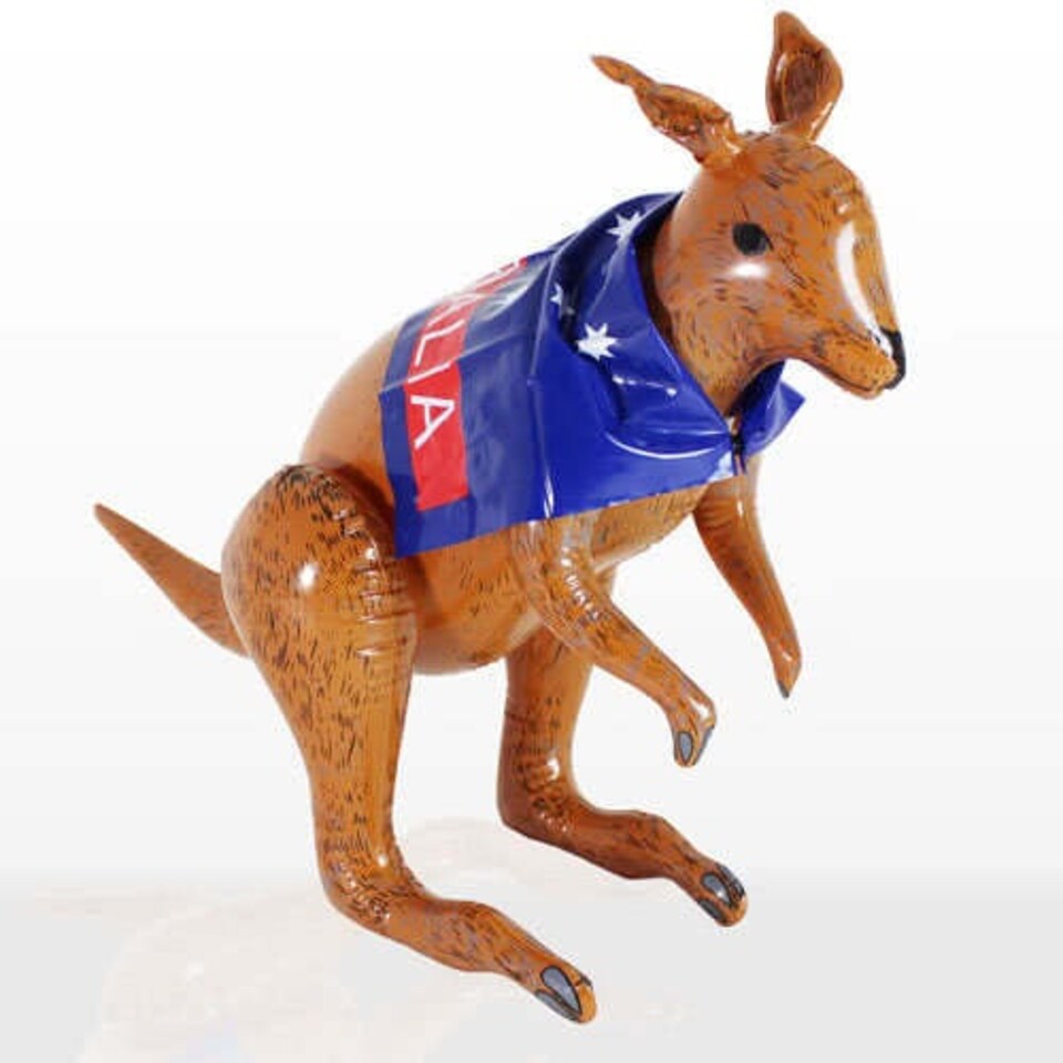 Inflatable Kangaroo With Aussie Flag Cape - 25.5 Inches / 65cm