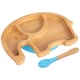 image 1 of Tiny Dining Bamboo Elephant Baby Weaning Plate & Fork Set - Blue
