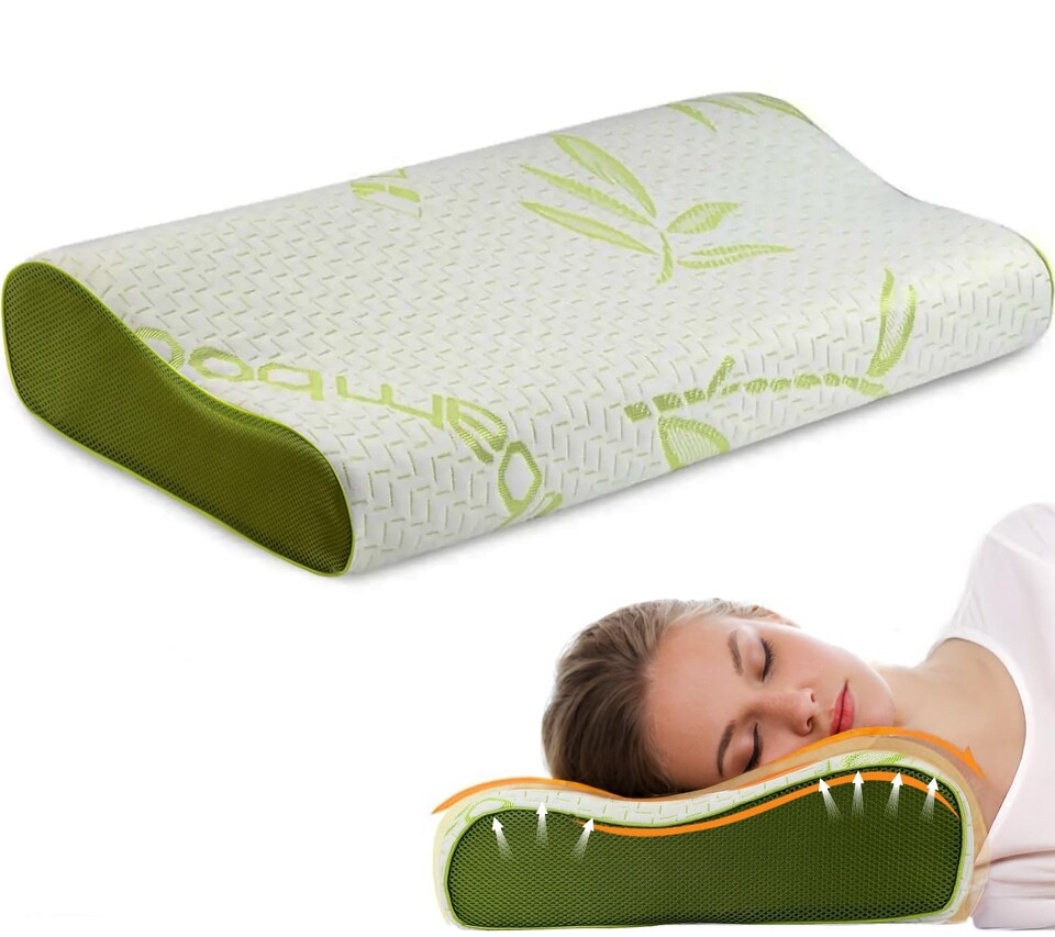 image 1 of Bamboo Contour Memory Pillow I Orthopedic Cervical Support for Neck & Shoulder (40cmx60cm)
