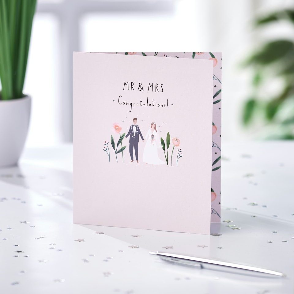 image 1 of Wedding Card - Mr And Mrs Illustration