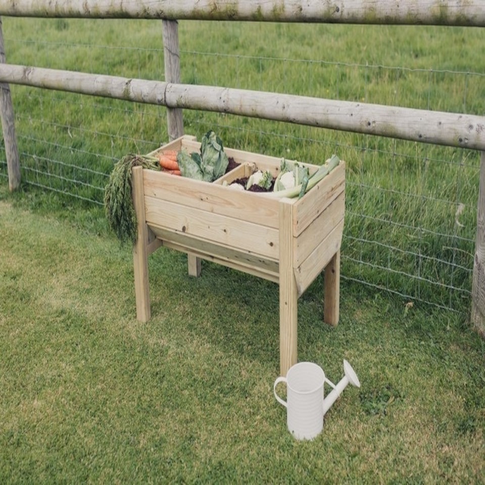 image 1 of Raised Veg Trug Garden Planter - Scandinavian Redwood - L52 x W100 x H60 cm - Minimal Assembly Required | Brown