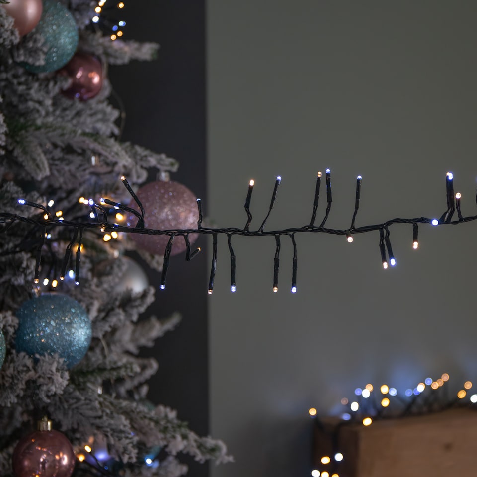 image 1 of 18.5m 1440 LED Christmas Cluster Multi-Action String Lights with Timer in White & Warm White