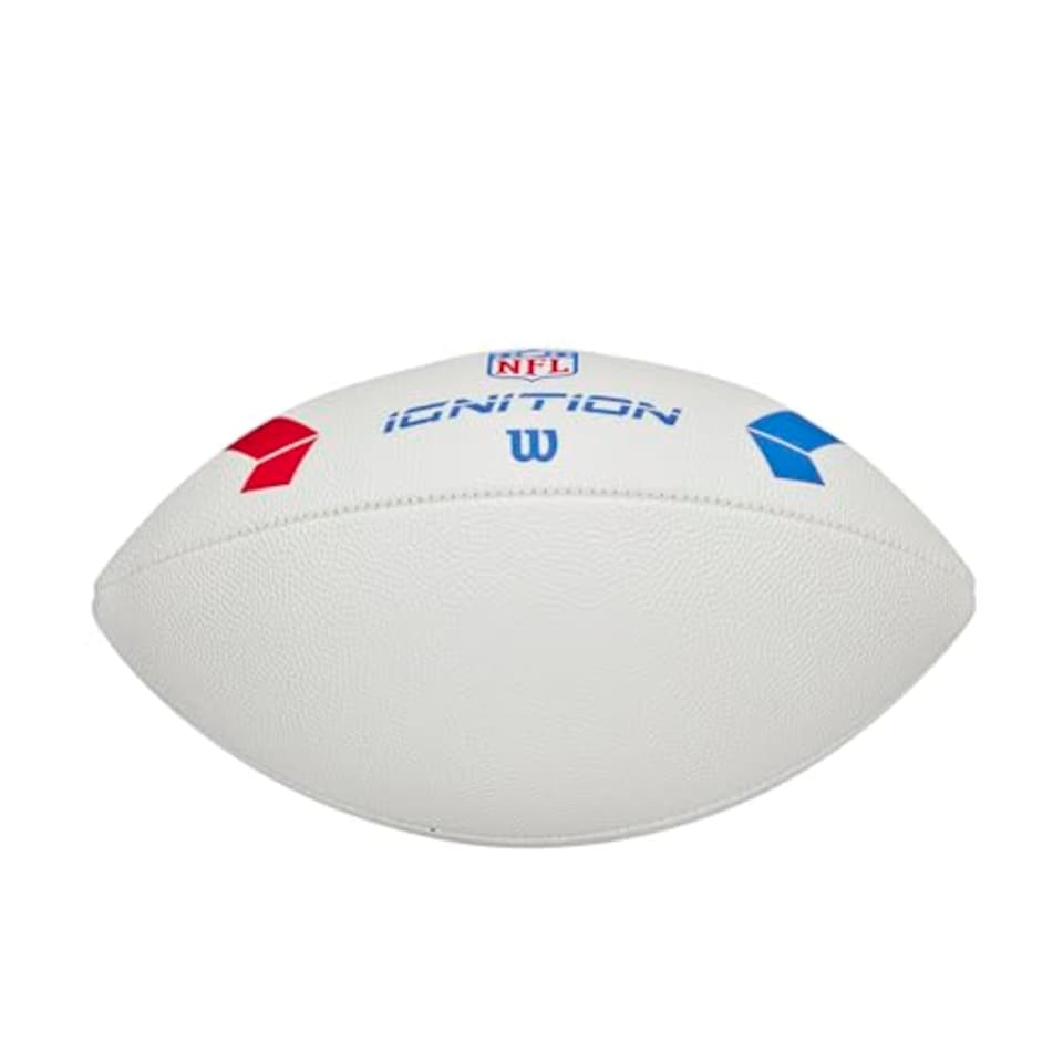 image 1 of Wilson Nfl Ignition Football, Made From Composite Leather For All-Weather Play, Wider Laces & Proud Nfl Logo, Colour: White, Junior Size